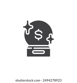 Bola de cristal con el Vector del signo del dólar. signo plano lleno para el concepto móvil y el Diseño web. Icono de glifo de previsión financiera. Símbolo, ilustración del logotipo. Vector gráfico