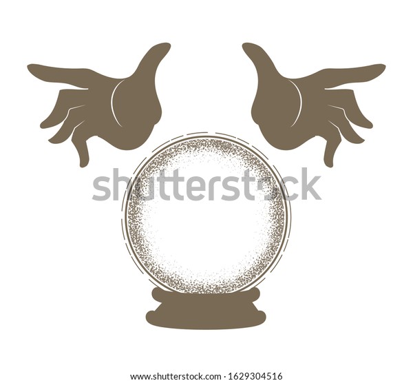 Crystal Ball Fortune Tellers Hand Retro Stock Vector (Royalty Free
