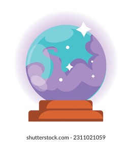 crystal ball, fortune telling concept, Mysterious composition. Vector illustration with white background.