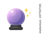Crystal ball for fortune telling, magic tool of fortuneteller and magician vector illustration
