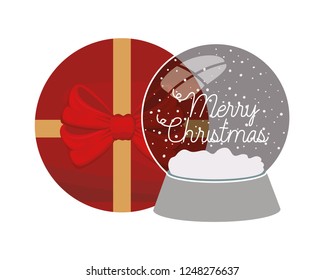 crystal ball with gift boxe isolated icon