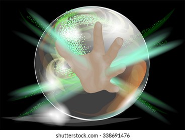 crystal ball with hand 
