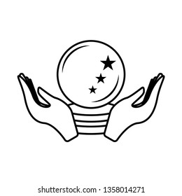 crystal ball and hands  icon vector