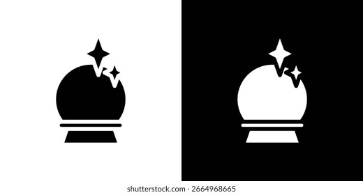 Crystal ball icon in flat black solid vector set