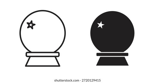 ícone de bola de cristal ilustração, vetor de linha fina, sinal de design da Web,