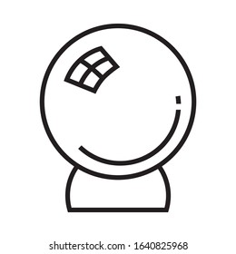 Crystal ball icon is in line and pixel perfect style. Sphere symbol for tarot cards or game web design. Magic vector icon for fortuneteller website. Isolated object on a white background.