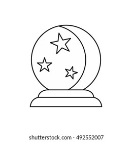 Crystal ball icon in outline style isolated on white background. Tricks symbol vector illustration
