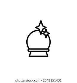Kristallkugel-Symbolsatz. gezeichnete und voll ausgefüllte Ausführungen.