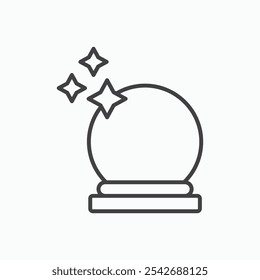 Crystal ball icon in thin black lines