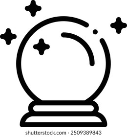 Icono de bola de cristal. Diseño De Estilo Lineal Delgado Aislado Sobre Fondo Blanco