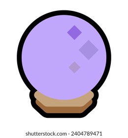 Icono de bola de cristal ilustración vectorial diseño plano aislado en fondo blanco. Símbolo de emoticono de bola de cristal