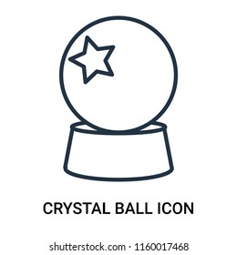 Crystal ball icon vector isolated on white background, Crystal ball transparent sign , outline linear symbol or thin lined pictogram