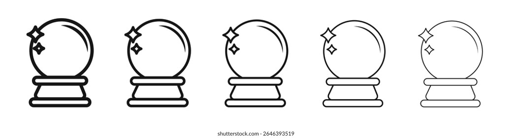 Kristallkugel-Symbol, Vektorumriss-Set-Illustration