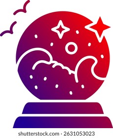 Kristallkugel Linie Vektor Icon Design