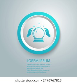 Crystal Ball Magic Icon With Hands. Vector Logo Template