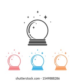 Crystal Ball Magic Icon Set With Hands. Vector Logo Template
