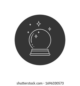 Crystal Ball Magic Line Icon Vector Logo Template