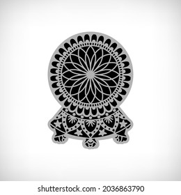 Crystal ball mandala. Witch accessories. Element from mystery collection for Halloween party decoration, t shirt, invitation card, print. Vector illustration.