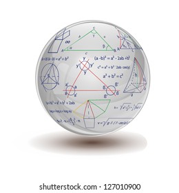 crystal ball with mathematical formulas
