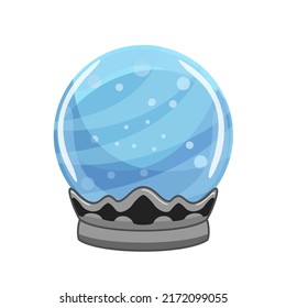 Crystal Ball. Mystical Isolated vector flat illustration. Halloween concept and decoration. Magical sphere. Future telling and spiritual experience. Magic crystal ball. Blue wizard sphere. 