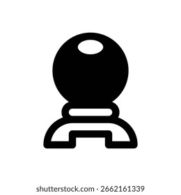 Bola de cristal. Icono de Vector de trazo delineado con detalles rellenos de negro.