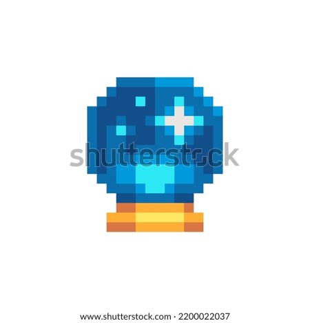 Crystal Ball pixel art icon. Magic ball isolated vector illustration. Design sticker, logo, mobile app. Game assets 8bit sprite. 