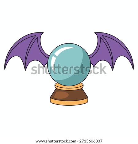 Crystal ball with purple bat wings fortune telling