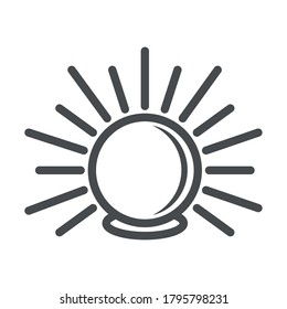 crystal ball rays ornament over white background line style icon vector illustration