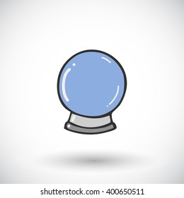 Crystal ball sketch. Hand-drawn magic icon with round shadow. Doodle drawing. Vector illustration