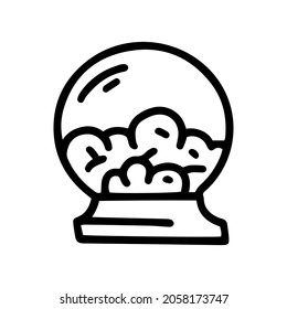 bola de cristal con icono simple del doodle vectorial de la línea de humo