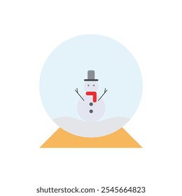 Crystal ball with snowman vector icon, Christmas gift icon design, isolated on white background. 