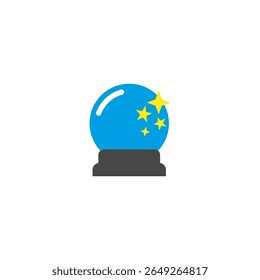 Crystal ball sphere. Future prediction globe. Glass orb symbol. Magic Vector element.