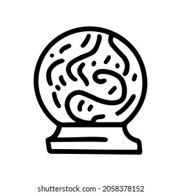 crystal ball with swirl line vector doodle simple icon