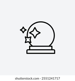 Crystal ball thin liner icon isolated.