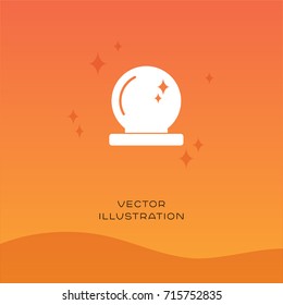 Crystal Ball vector silhouette icon on gradient background. Halloween autumn flat illustration