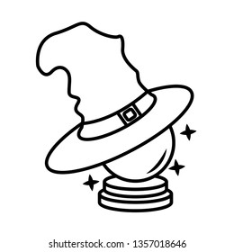 crystal ball and witch hat icon vector 