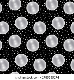 Crystal balls and stars seamless vector pattern. Halloween magic themed surface print design for fabrics, stationery, textiles, scrapbook paper, gift wrap, home decor, and packaging.