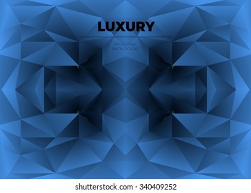 Crystal blue 3D abstract geometric background with triangular polygons. Vector luxury illustration for technology presentations, website background.