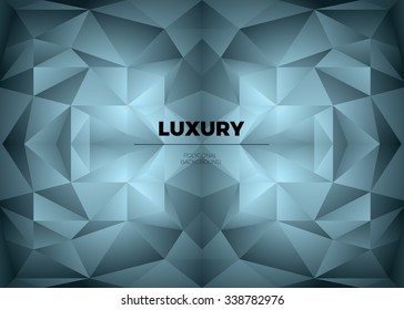 Crystal blue abstract geometric background with triangular polygons. Vector luxury illustration for technology presentations, website background.
