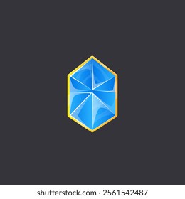 Crystal Blue Gem Stone Icon Vector Design