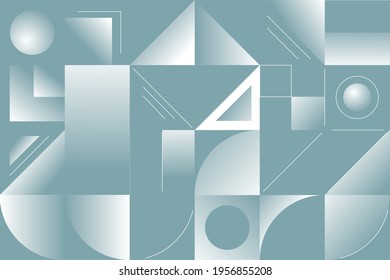 Afiche minimalista de geometría de gradiente azul cristalino con forma y figura simples. Para antecedentes, afiches, banners, sitios web. Vector