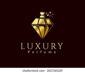 Crystal bottle perfume elegant luxury icon symbol logo template illustration