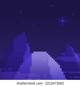 Crystal Canyon at Night Background, Pixelated Artwork