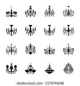 
Crystal chandelier solid icons
