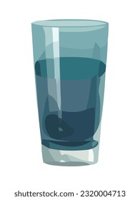 Crystal clear drinking water in a glass icon isolated