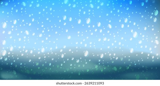 Crystal clear raindrop on the window glass makes the background out of focus, and blur.