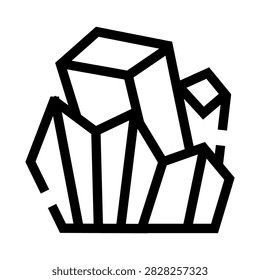 Crystal cluster icon featuring a geometric outline design, symbolizing natural minerals, precious stones, geology, and environmental elements in a simple, editable vector format