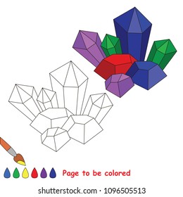 crystal deposit to be colored, the coloring book for preschool kids with easy educational gaming level.