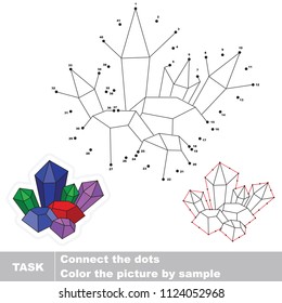 Crystal deposit. Dot to dot educational game for kids.