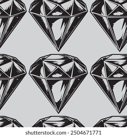 Diseño de Vector de patrón transparente de gemas de diamante de cristal en silueta de fondo azul para impresiones de alta calidad en el negocio de la industria textil y de gemas